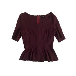 Babaton Burgundy Peplum Stretch Top